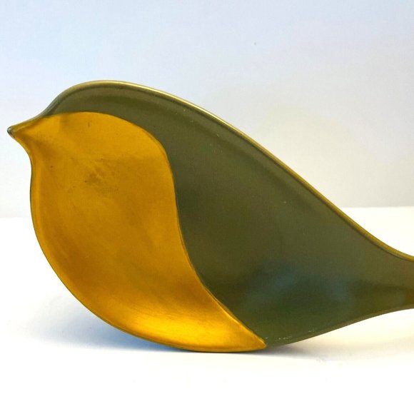 Loved Ones Novelty Cat Dish Bird Shape Green & Gold by Kathy Ireland - Picture 2 of 9